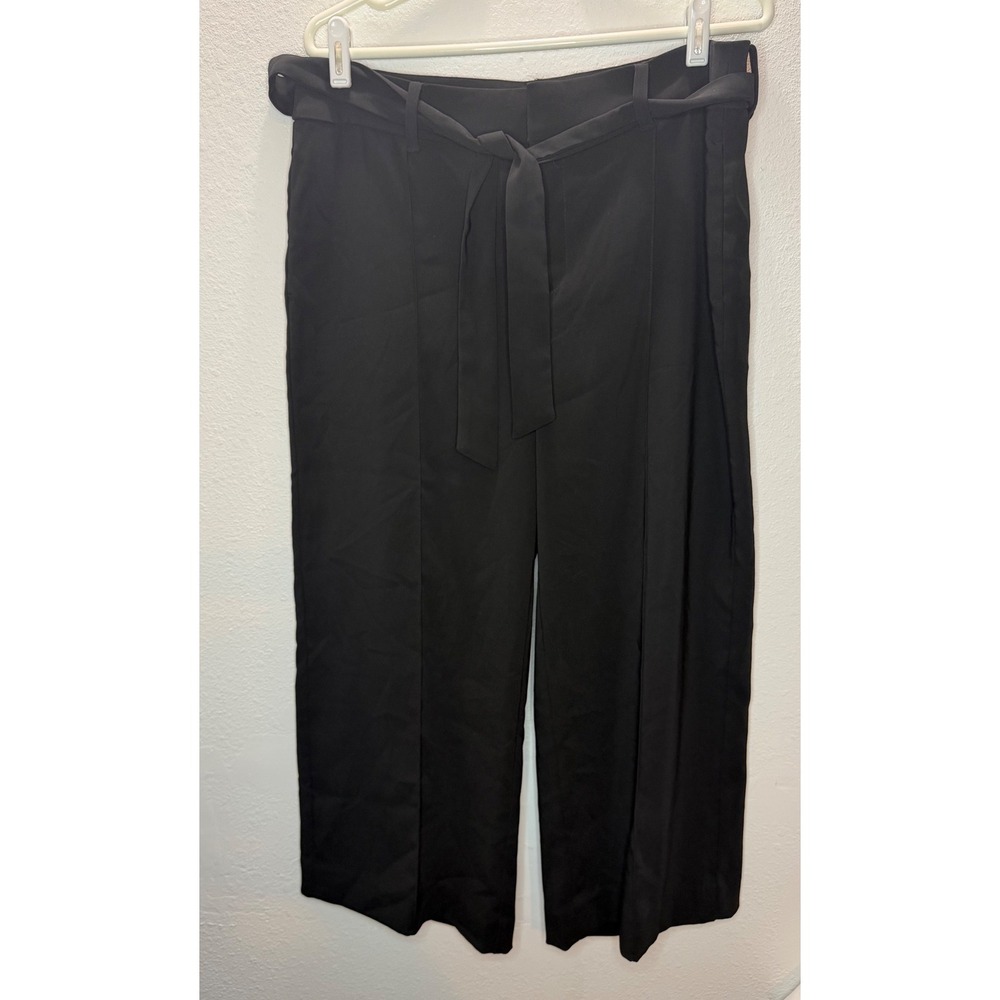 Chico's Black‎ Label Wide Leg Trousers Women 1.5/10 Black Tie Waist Chic Office